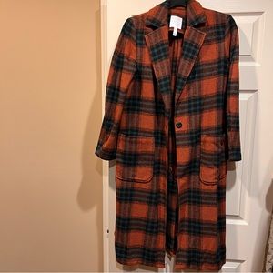 Orange flannel duster jacket